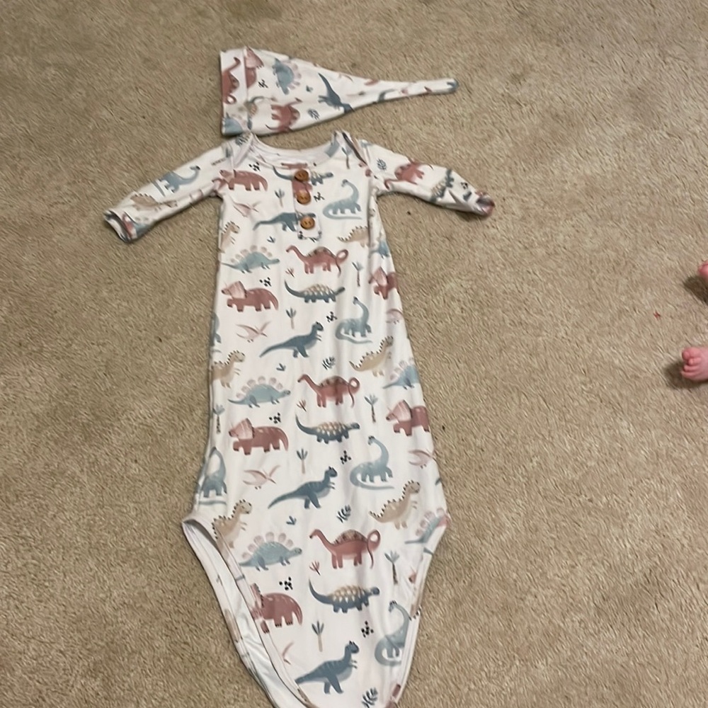 Caden Lane dinosaur knitted gown